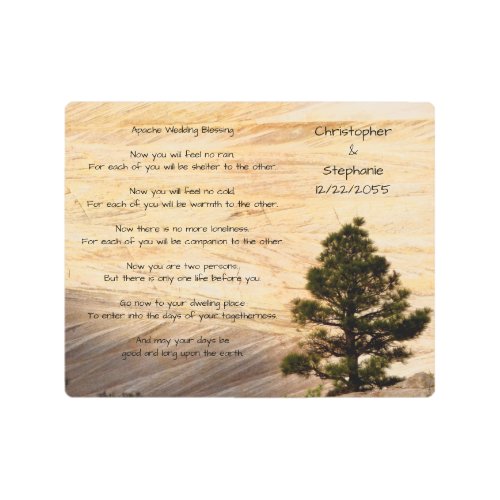 Apache Wedding Blessing Light Brown Stone and Tree Metal Print