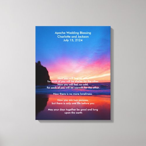 Apache Wedding Blessing ocean with a island Canvas Print