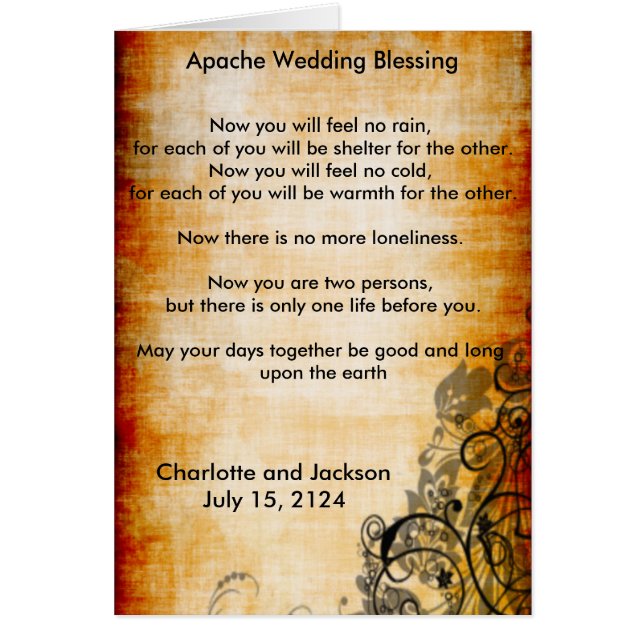 Apache Wedding Blessing Old Paper 2 Cards (Front)