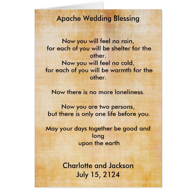 Apache Wedding Blessing Old Paper 3 Cards (Front)