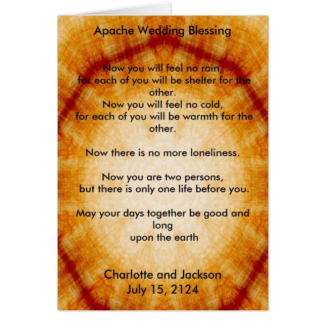 Apache Wedding Blessing Old Paper Cards (Front)