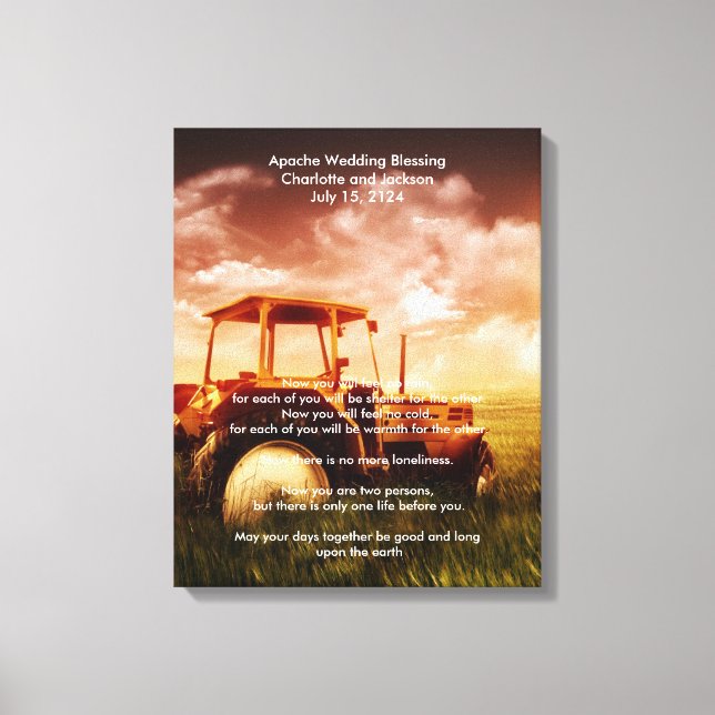Apache Wedding Blessing Old Tractor Canvas Print (Front)
