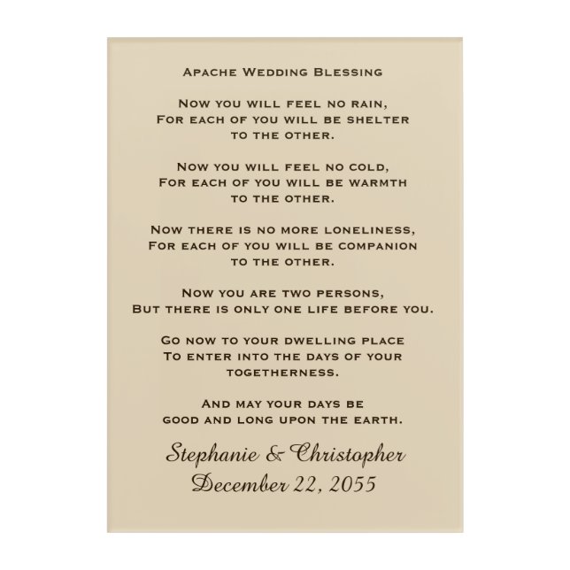 Apache Wedding Blessing Personalized Rustic Art (Front)