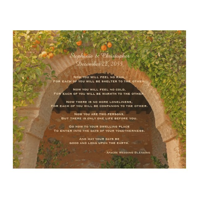 Apache Wedding Blessing Personalized Rustic Wood Wall Art (Front)