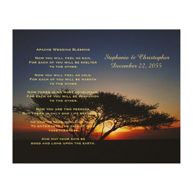 Apache Wedding Blessing Personalized Rustic Wood Wall Art (Front)