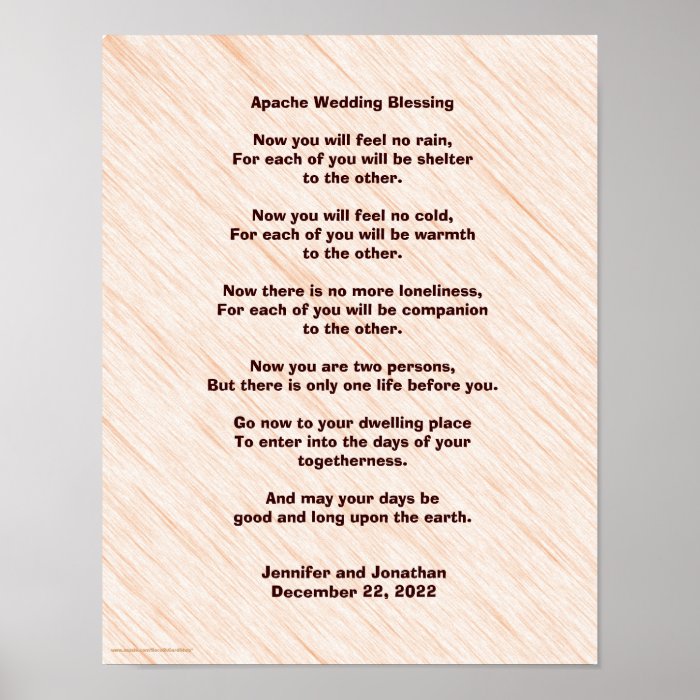 Apache Wedding Blessing Poster 11" x 14" Matte