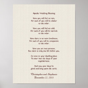 Apache Wedding Blessing Poster 11" x 14" Rustic