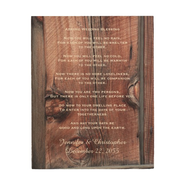 Apache Wedding Blessing Red Barn Background 8x10 Wood Wall Art (Front)