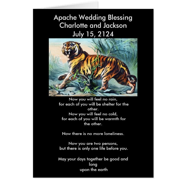 Apache Wedding Blessing Saber Toothed Tiger Cards (Front)