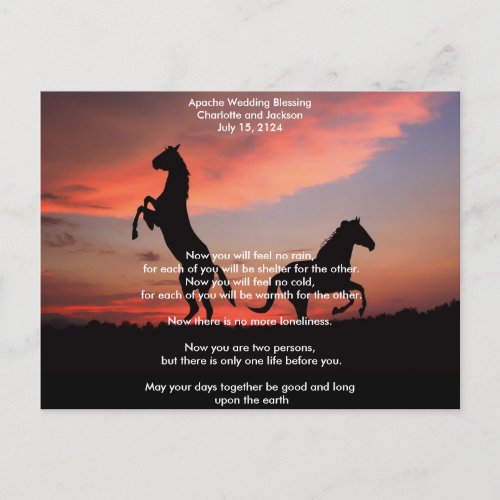 Apache Wedding Blessing silhouette Postcard