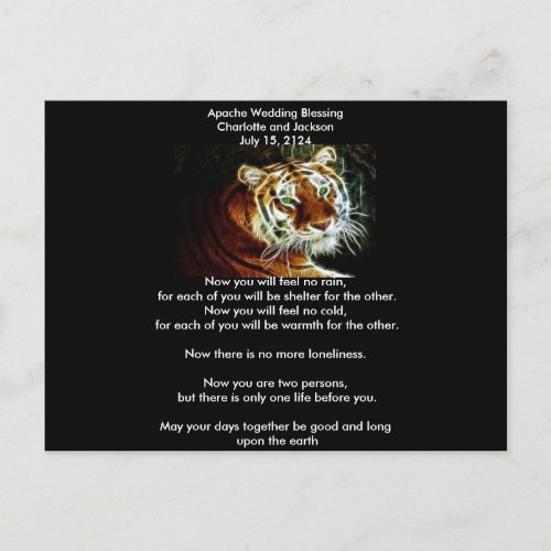 Apache Wedding Blessing Tiger 3 Postcard
