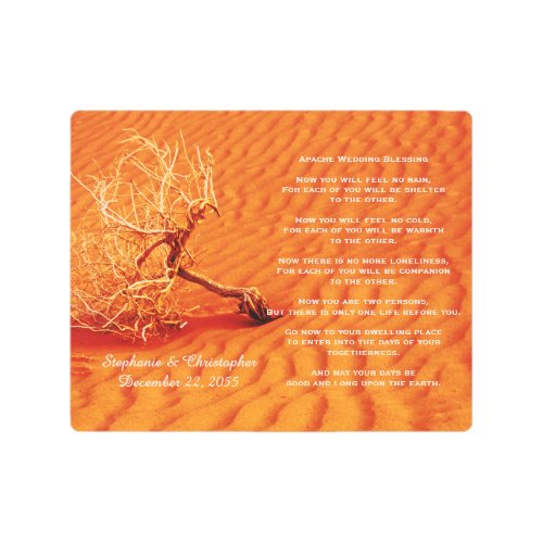 Apache Wedding Blessing Tree in Desert Sand Sunset Metal Print