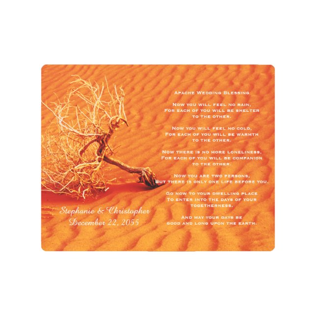 Apache Wedding Blessing Tree in Desert Sand Sunset Metal Print (Front)