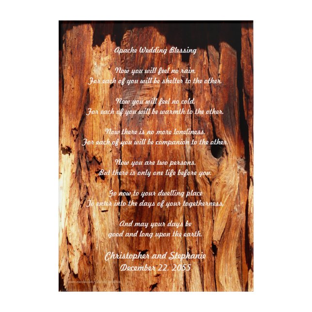Apache Wedding Blessing Weathered Wood  Acrylic Print (Front)