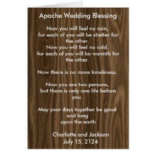 Apache Wedding Blessing White Wood Grain Cards