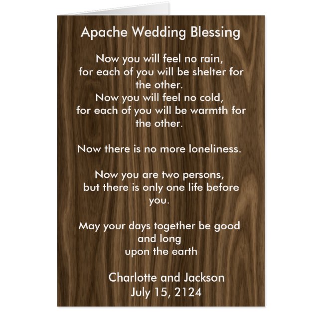 Apache Wedding Blessing White Wood Grain Cards (Front)