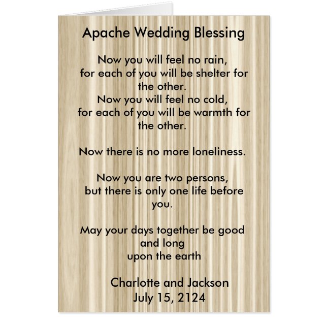 Apache Wedding Blessing White Wood Grain Cards (Front)
