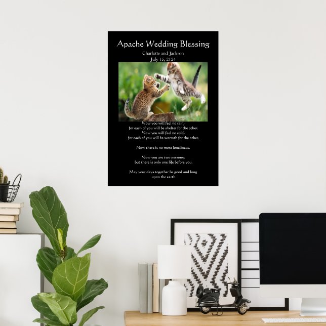 Apache Wedding Blessing with Playful Cats Poster (Home Office)