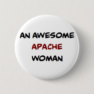 apache woman, awesome coffee mug button