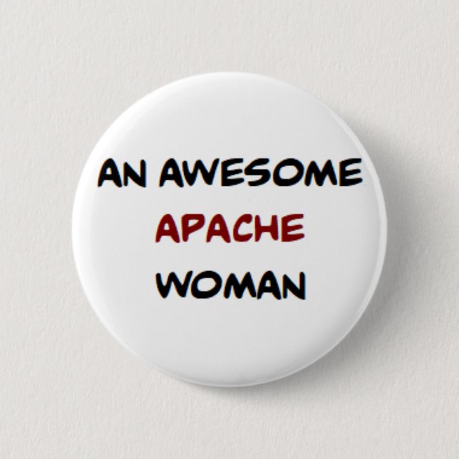 apache woman, awesome coffee mug button (Front)