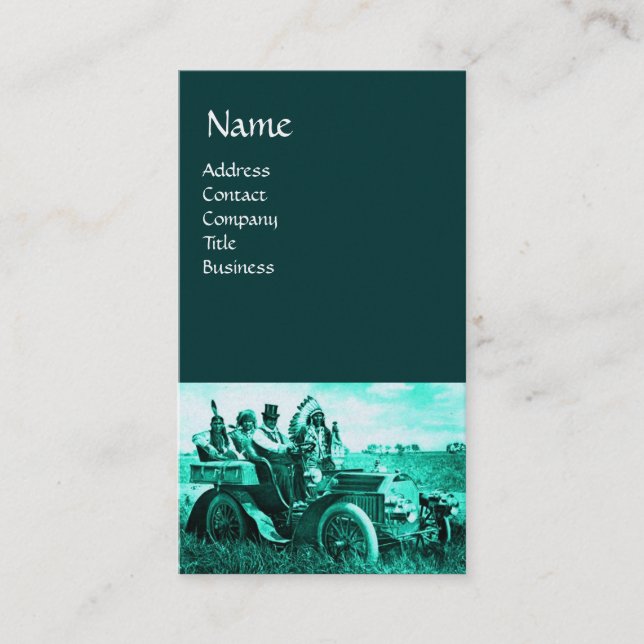 APACHES AND GERONIMO DRIVING A MOTOR CAR BUSINESS CARD (Front)