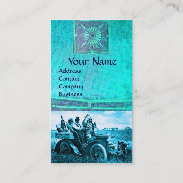 APACHES AND GERONIMO DRIVING A MOTOR CAR BUSINESS CARD (Front)