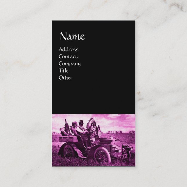 APACHES AND GERONIMO DRIVING A MOTOR CAR BUSINESS CARD (Front)