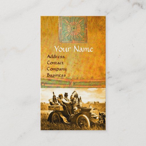 Customizable APACHES AND GERONIMO DRIVING A MOTOR CAR BUSINESS CARD TEMPLATES