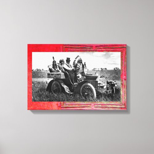 APACHES AND GERONIMO DRIVING A MOTOR CAR CANVAS PRINT