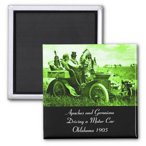 APACHES AND GERONIMO DRIVING A MOTOR CAR MAGNET