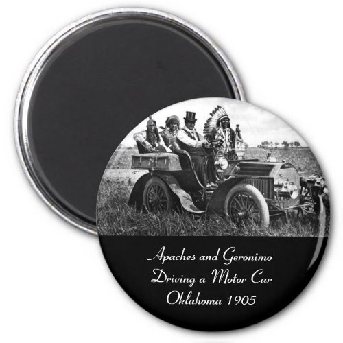 APACHES AND GERONIMO DRIVING A MOTOR CAR MAGNET