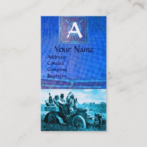 APACHES AND GERONIMO DRIVING A MOTOR CAR Monogram Business Card