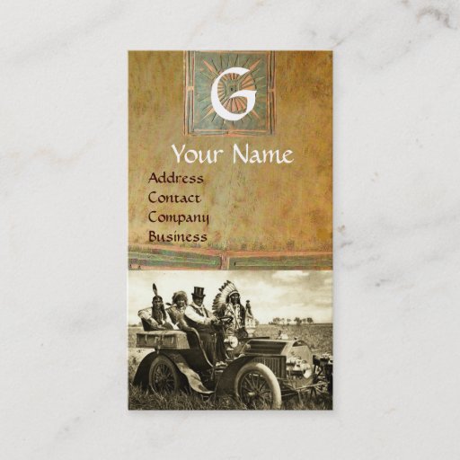 Customizable APACHES AND GERONIMO DRIVING A MOTOR CAR, Monogram Business Card