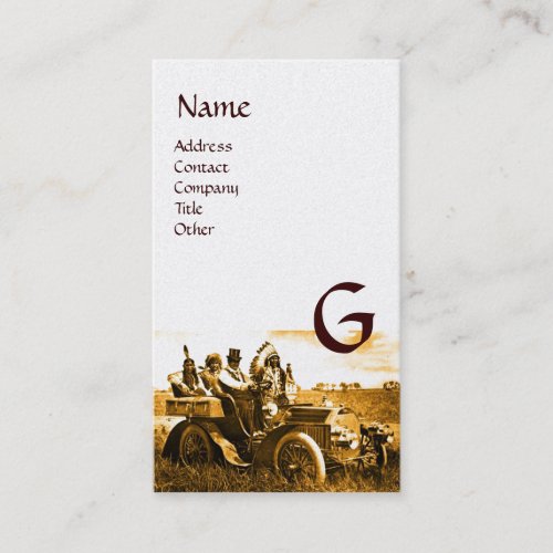 APACHES AND GERONIMO DRIVING A MOTOR CAR Monogram Business Card