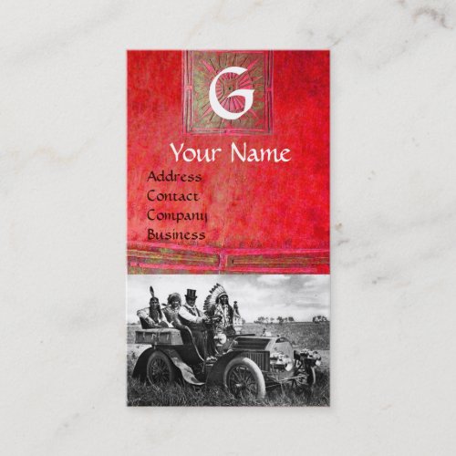 APACHES AND GERONIMO DRIVING A MOTOR CAR Monogram Business Card