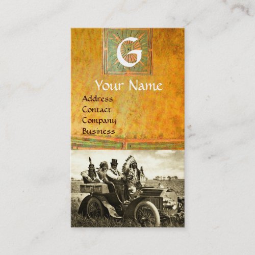 APACHES AND GERONIMO DRIVING A MOTOR CAR Monogram Business Card