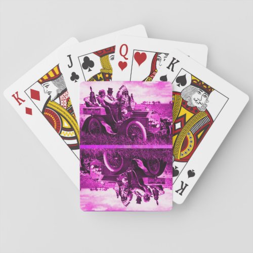 APACHES AND GERONIMO DRIVING A MOTOR CAR PLAYING CARDS