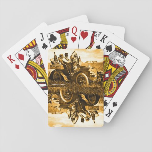 APACHES AND GERONIMO DRIVING A MOTOR CAR PLAYING CARDS
