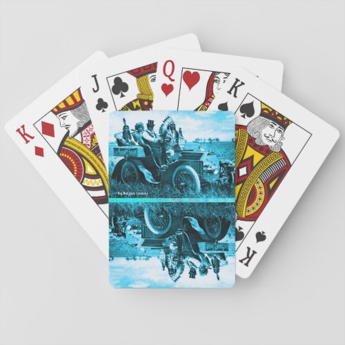 APACHES AND GERONIMO DRIVING A MOTOR CAR POKER CARDS