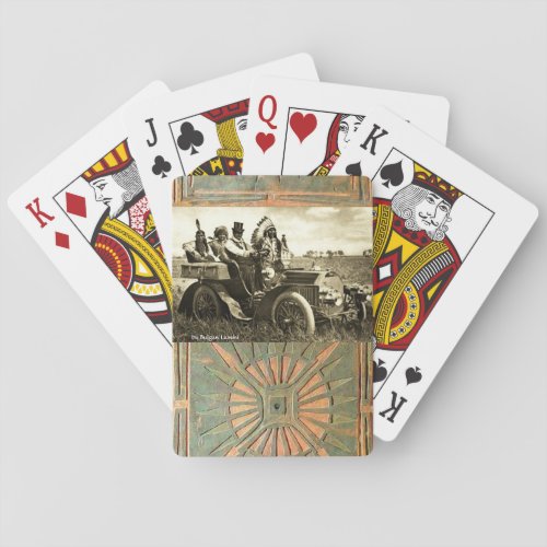 APACHES AND GERONIMO DRIVING A MOTOR CAR POKER CARDS