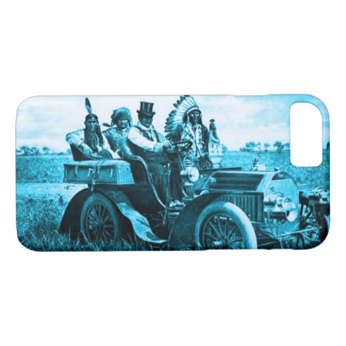 APACHES AND GERONIMO DRIVING A MOTOR CAR Teal Blue iPhone 87 Case