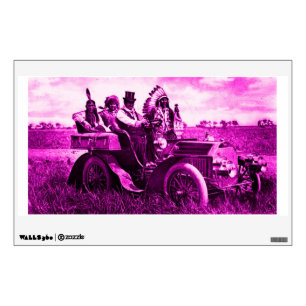 APACHES AND GERONIMO DRIVING A MOTOR CAR WALL STICKER