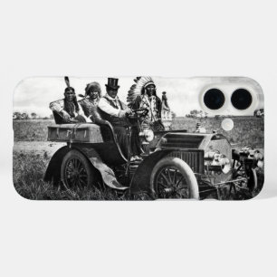 APACHES AND GERONIMO DRIVING MOTOR CAR Black White iPhone 16 Plus Case