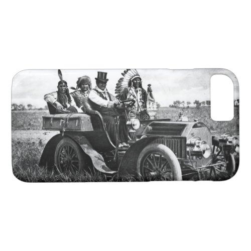 APACHES AND GERONIMO DRIVING MOTOR CAR Black White iPhone 87 Case