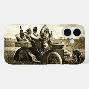 APACHES ,GERONIMO DRIVING A MOTOR CAR Black White iPhone 16 Case