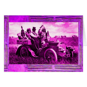 APACHES & GERONIMO DRIVING MOTOR CAR Father's Day Cards