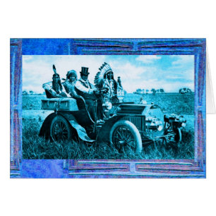 APACHES & GERONIMO DRIVING MOTOR CAR Father's Day Cards