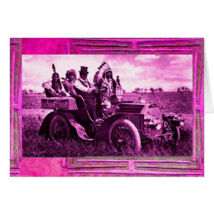 APACHES & GERONIMO DRIVING MOTOR CAR Father's Day Cards