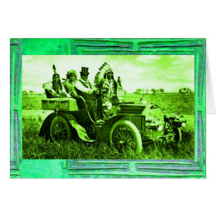 APACHES & GERONIMO DRIVING MOTOR CAR Father's Day Cards