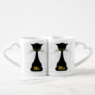 APAL: Black Cat Meow Mr. & Mrs. Coffee Mug Set